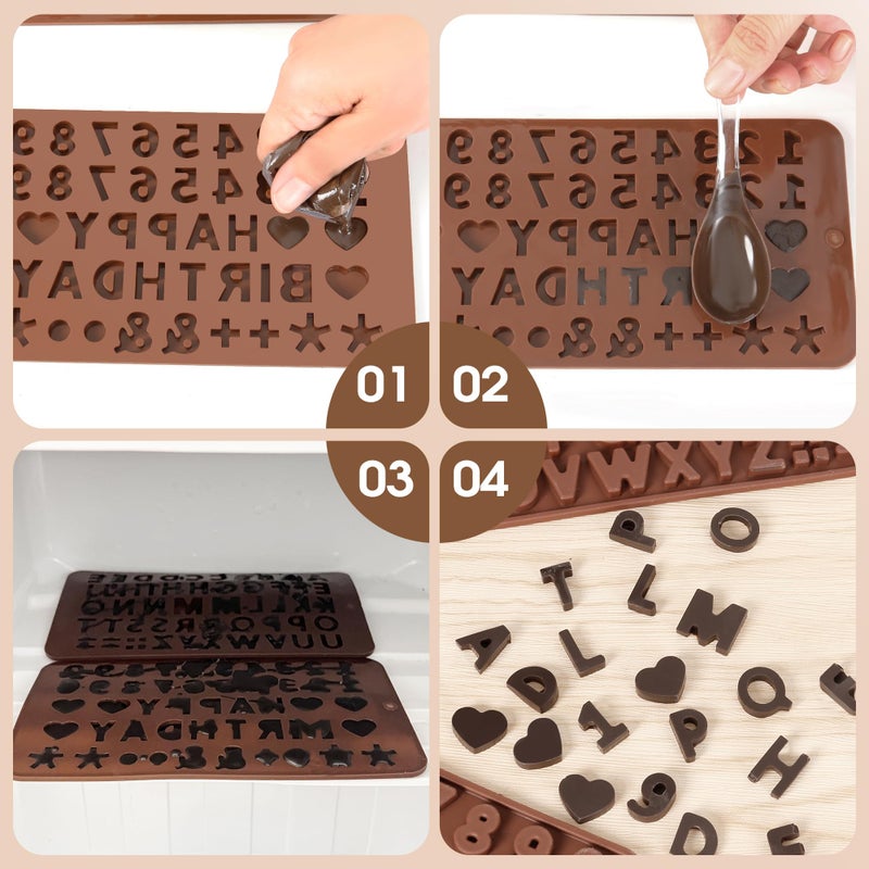 Inn Diary Silicone Letter Mold and Number Chocolate Molds with Happy Birthday Cake Decorations Symbols 2pcs - Image 5